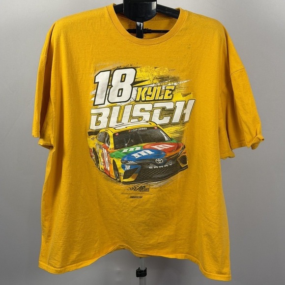 Jo!e Gibbs Racing Other - Kyle Busch Shirt Mens 3XL‎ Yellow NASCAR Racing Joe Gibbs M&Ms 18 Car Graphic
